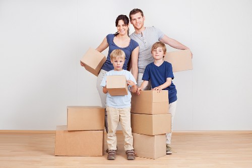 Packed student flat move in a Belsize Park apartment