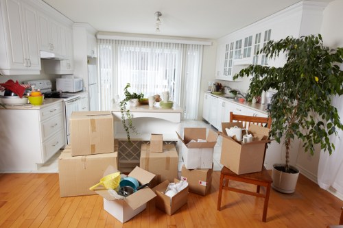 Furniture move from a flat in a Belsize Park apartment building