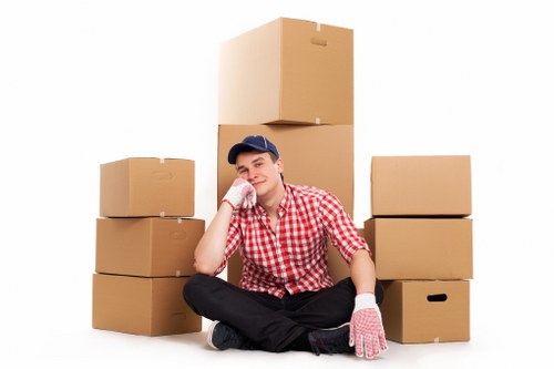 Careful packing materials and labelled boxes prepared for relocation